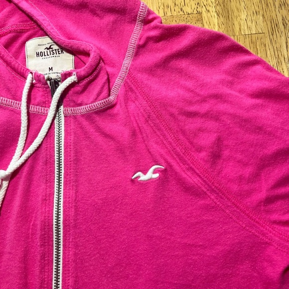 Hollister Lot Of 2 Zip Up Hoodie & Long Sleeved Shirt Pink/white SZ medium - Picture 3 of 12
